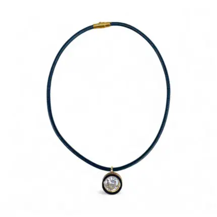 Kara Poseidon Pırlanta Deri İp Kolye